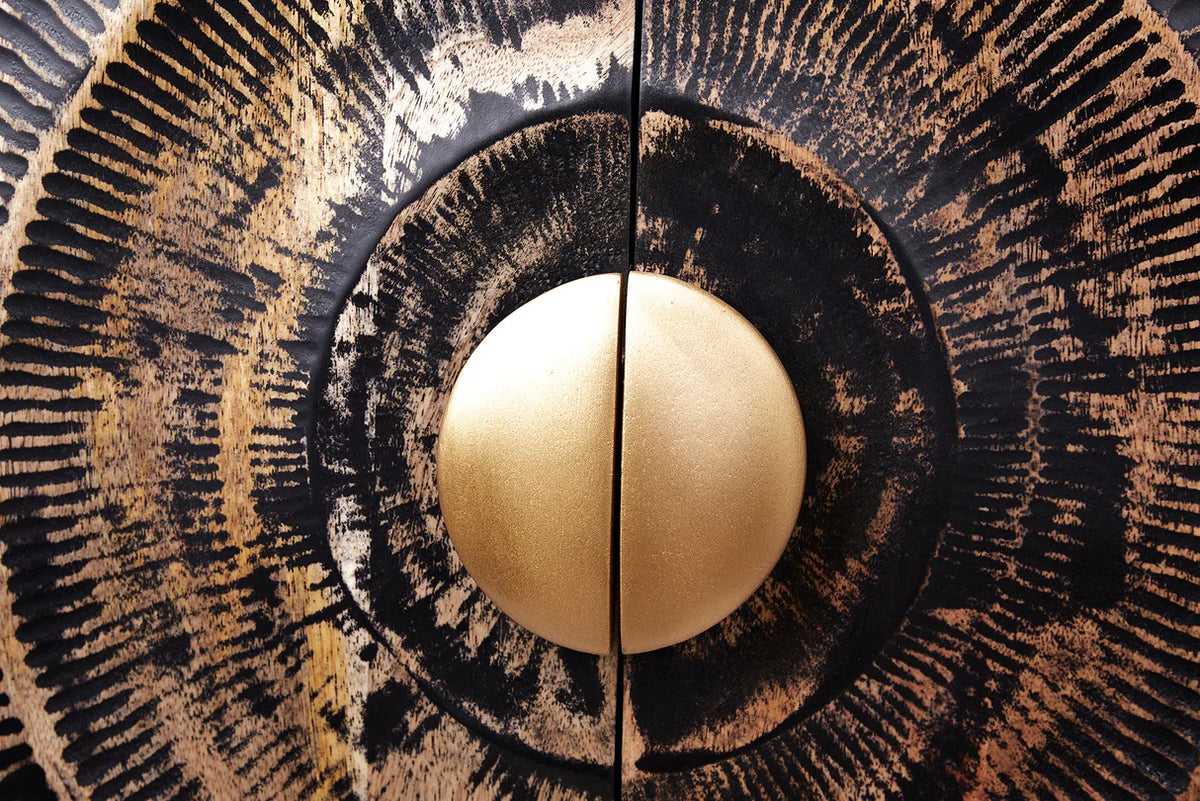 Komód GOLDEN SUNSET 180 cm 3D függesztett mangófa fekete