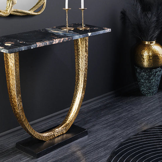 OMEGA console 80cm gold frame black marble