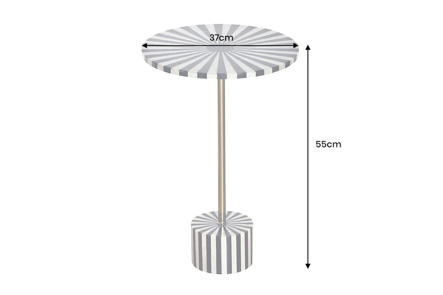 Side Table HARMONY NATURE 55cm bone inlay black white