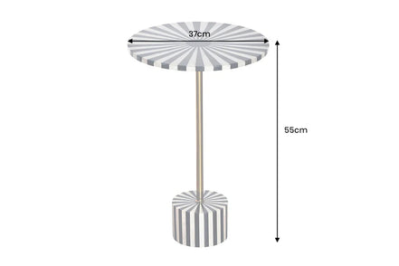 Side Table HARMONY NATURE 55cm bone inlay black white