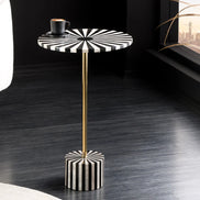 Side Table HARMONY NATURE 55cm bone inlay black white