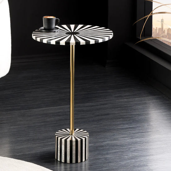 Lerakóasztal HARMONY NATURE 55 cm csontberakás fekete-fehér