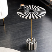 Side Table HARMONY NATURE 55cm bone inlay black white