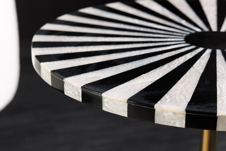 Side Table HARMONY NATURE 55cm bone inlay black white