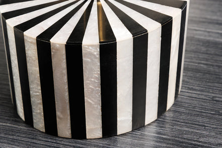 Side Table HARMONY NATURE 55cm bone inlay black white
