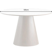 Dining table UNIQUE 120cm round walnut wood veneered ceramic white marble top