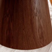Dining table UNIQUE 120cm round walnut wood veneered ceramic white marble top