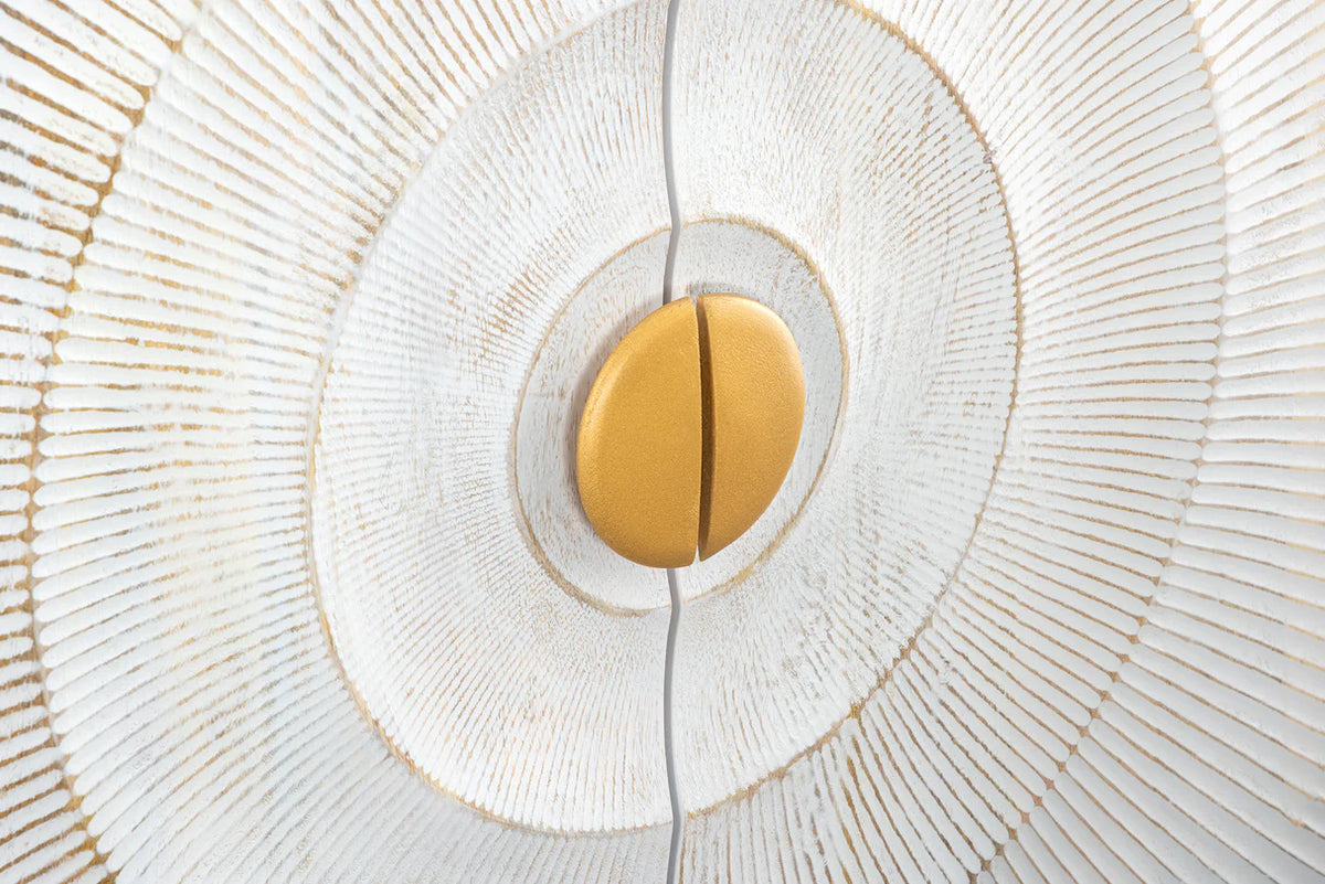 Komód GOLDEN SUNSET 180 cm 3D mangófa fehér kézzel készített