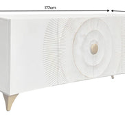 Komód GOLDEN SUNSET 180 cm 3D mangófa fehér kézzel készített