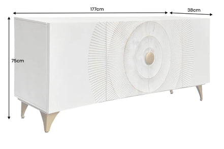 Komód GOLDEN SUNSET 180 cm 3D mangófa fehér kézzel készített