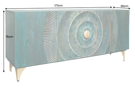Komód GOLDEN SUNSET 177 cm mangófa türkiz