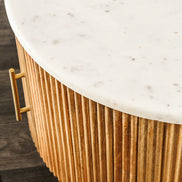 TRES CHIC coffee table Ø 60 cm round mango wood with natural white marble top