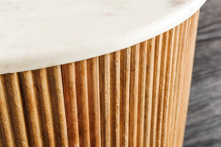 TRES CHIC coffee table Ø 60 cm round mango wood with natural white marble top