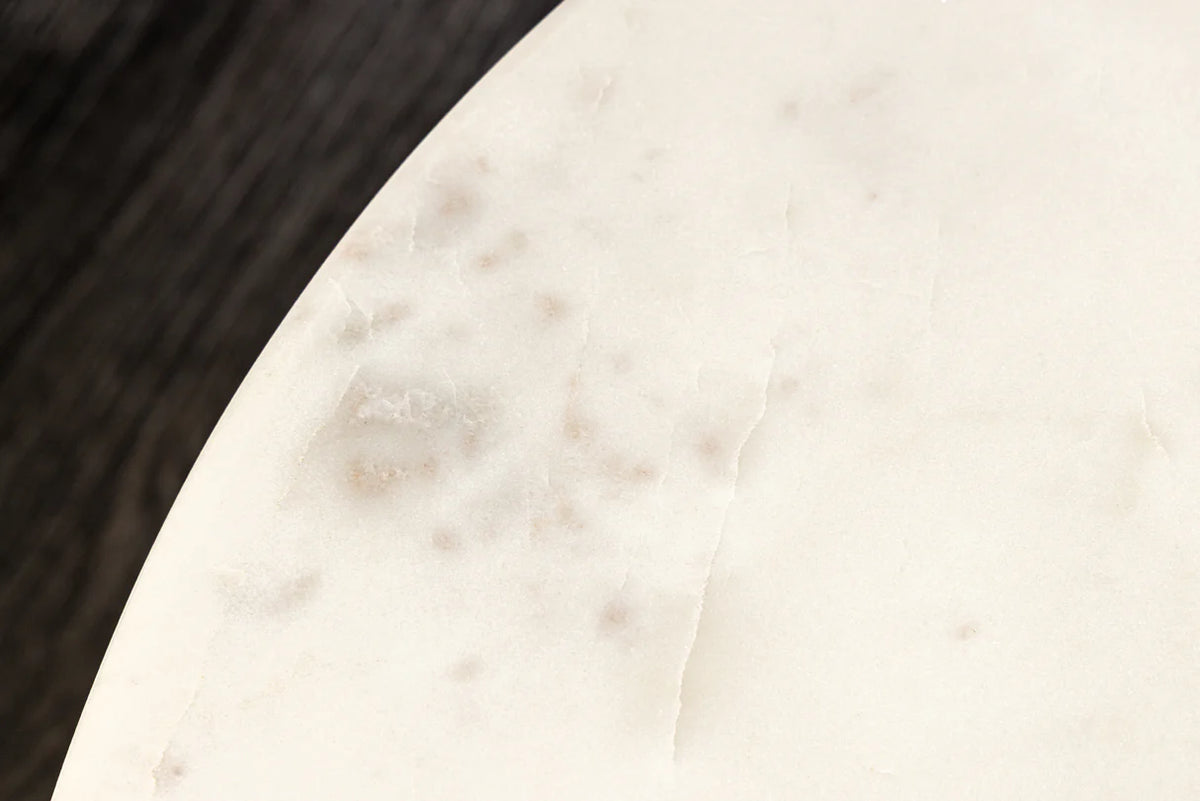 TRES CHIC coffee table Ø 60 cm round mango wood with natural white marble top