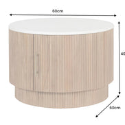 TRES CHIC coffee table Ø 60 cm round mango wood with natural white marble top