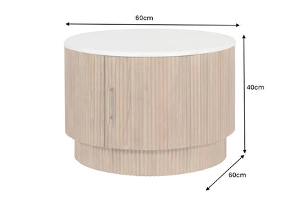 TRES CHIC coffee table Ø 60 cm round mango wood with natural white marble top