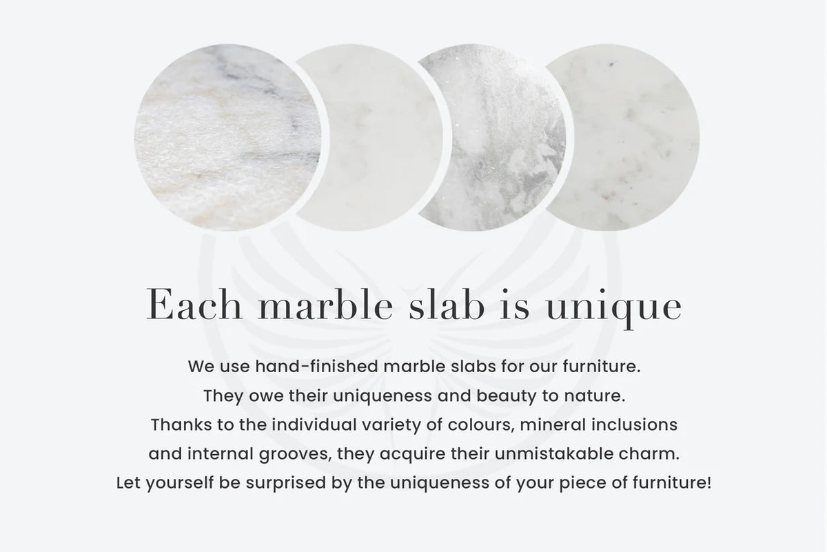 TRES CHIC coffee table Ø 60 cm round mango wood with natural white marble top
