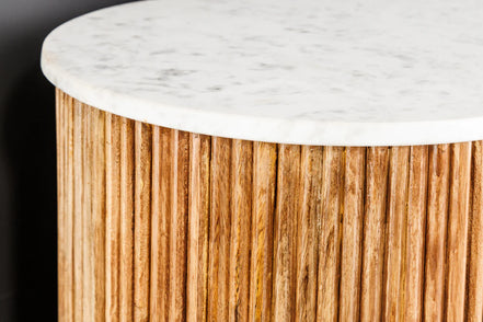 TRES CHIC chest of drawers 105 cm mango wood natural with white marble top and gold-colored handles