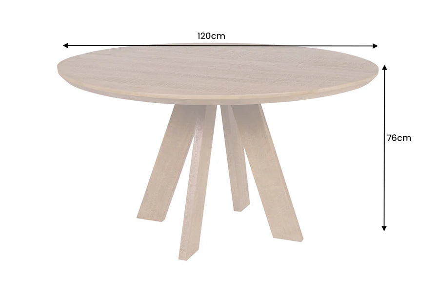 Étkezőasztal ART WOOD O 120 cm kerek mangófa természetes barna