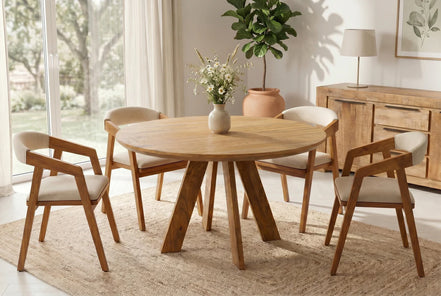Étkezőasztal ART WOOD O 120 cm kerek mangófa természetes barna