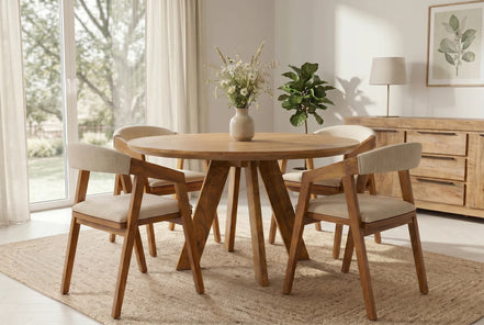 Étkezőasztal ART WOOD O 120 cm kerek mangófa természetes barna