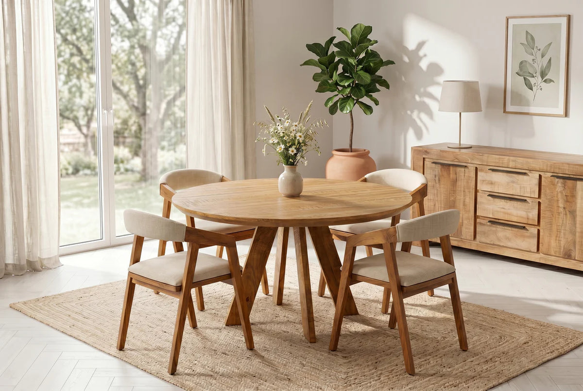 Étkezőasztal ART WOOD O 120 cm kerek mangófa természetes barna