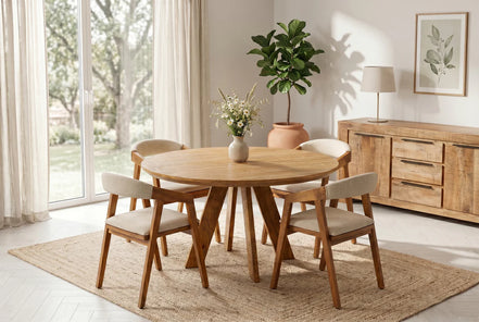 Étkezőasztal ART WOOD O 120 cm kerek mangófa természetes barna
