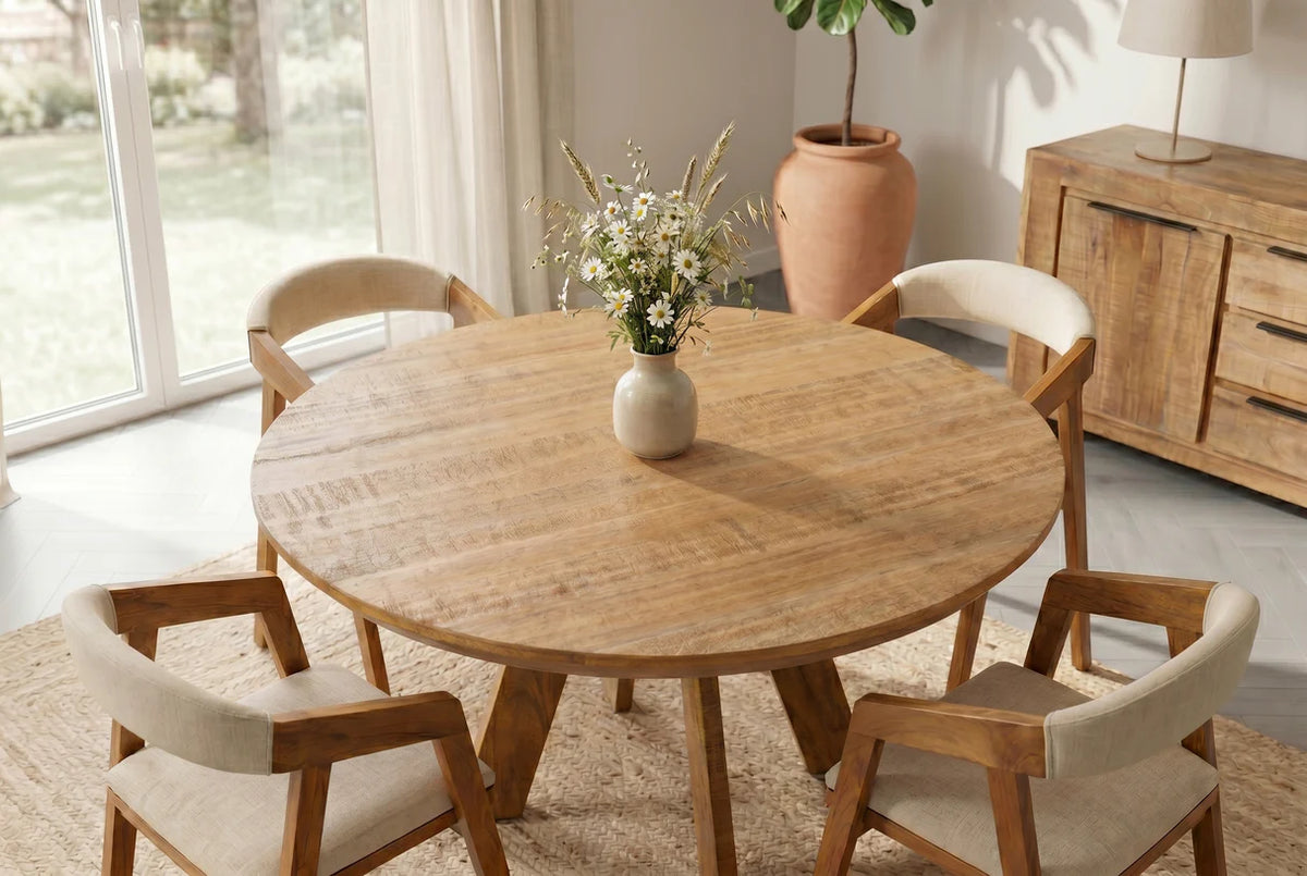 Étkezőasztal ART WOOD O 120 cm kerek mangófa természetes barna