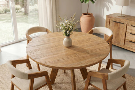 Étkezőasztal ART WOOD O 120 cm kerek mangófa természetes barna