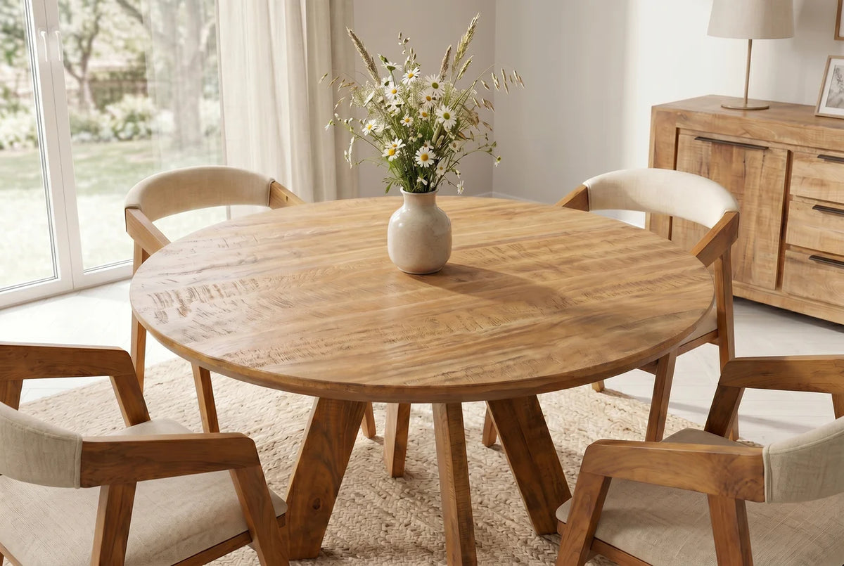 Étkezőasztal ART WOOD O 120 cm kerek mangófa természetes barna