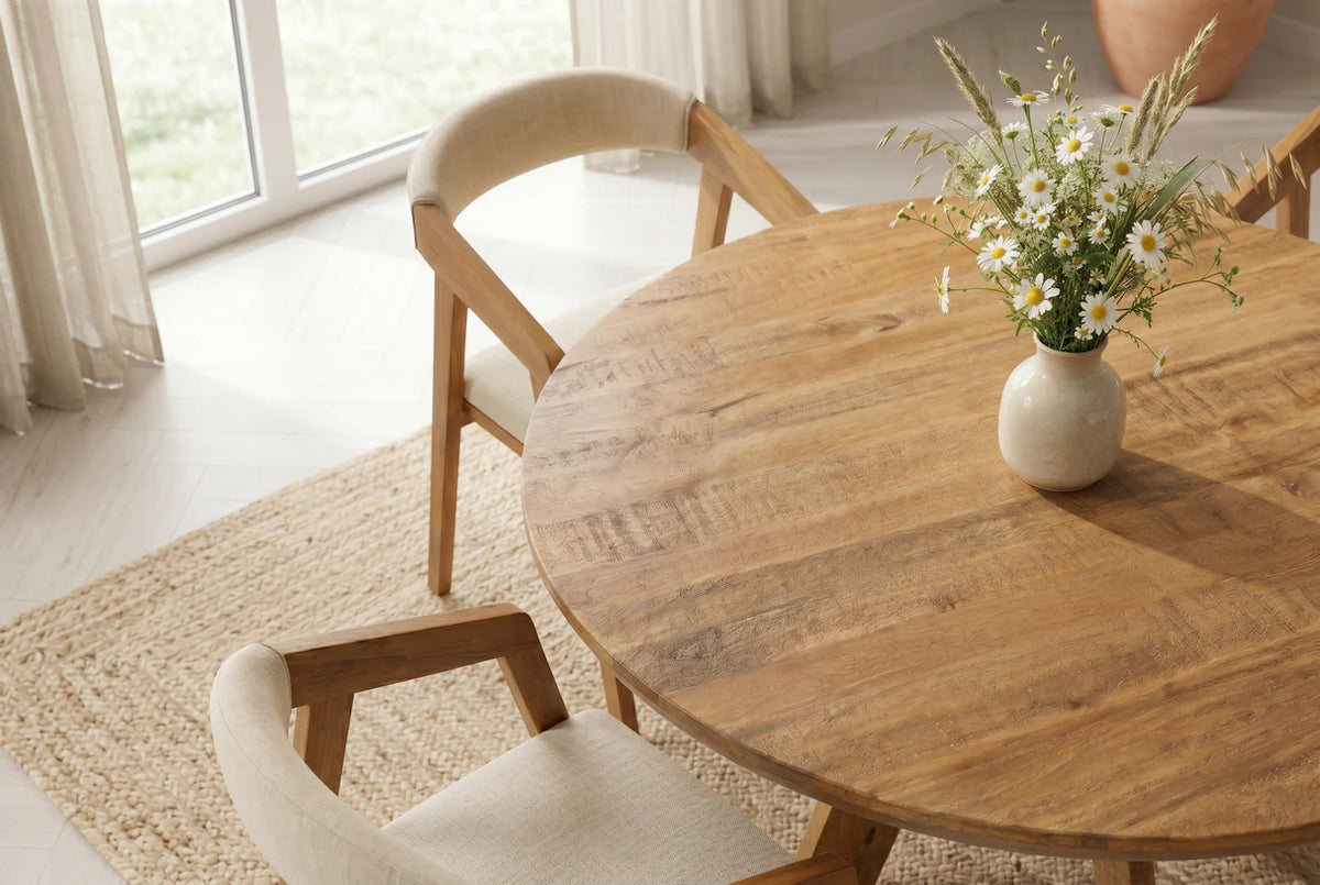 Étkezőasztal ART WOOD O 120 cm kerek mangófa természetes barna