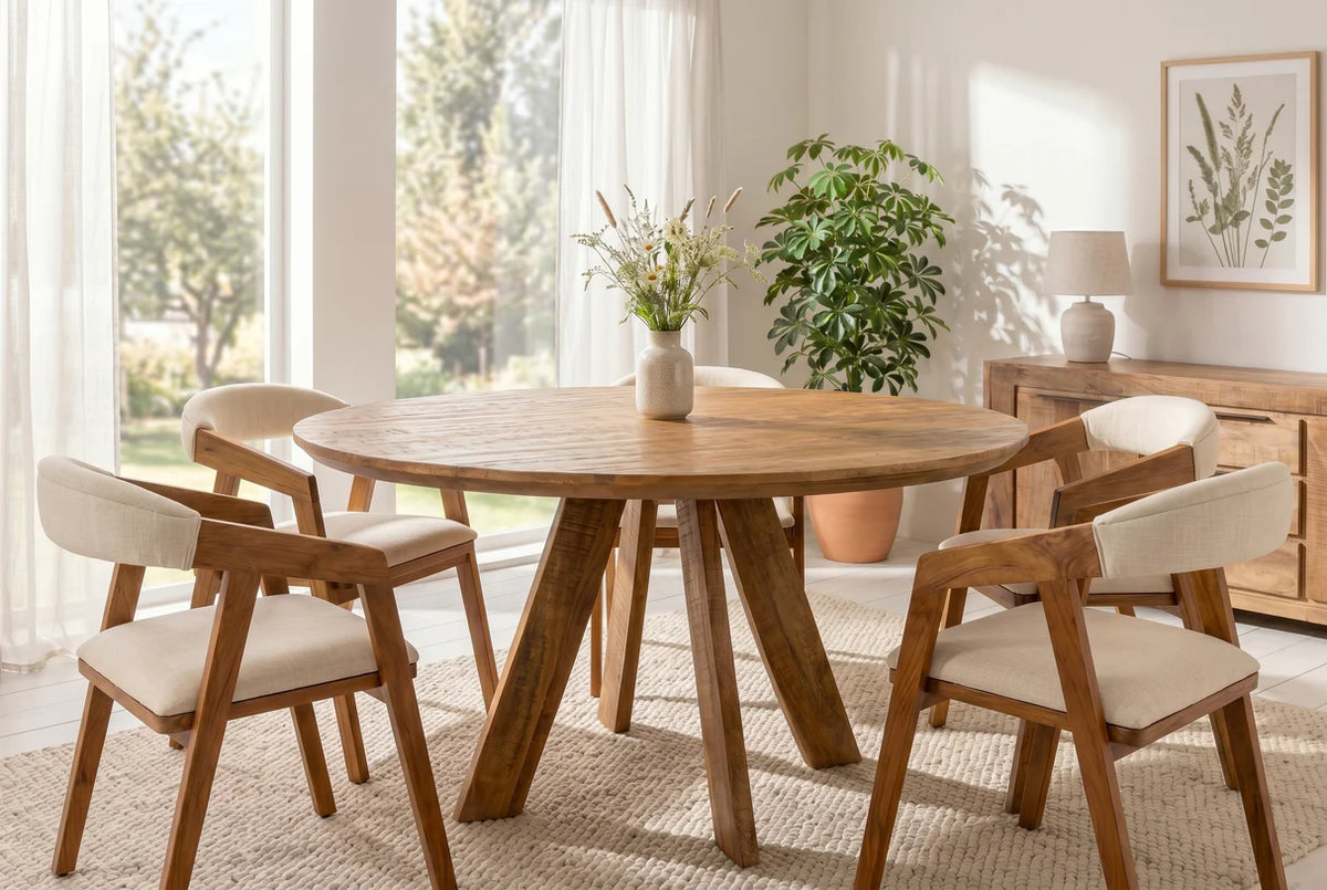 Étkezőasztal ART WOOD O 140 cm kerek mangófa természetes barna