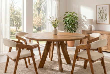 Étkezőasztal ART WOOD O 140 cm kerek mangófa természetes barna