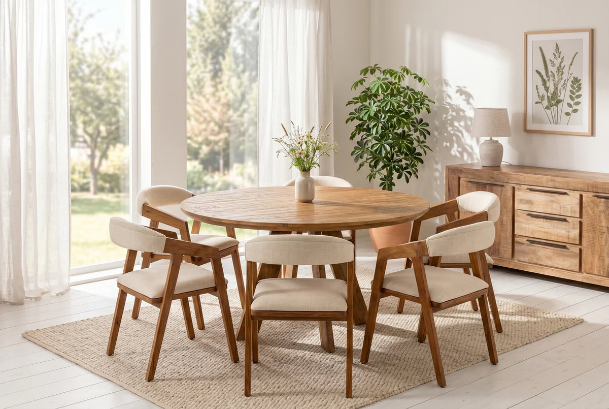 Étkezőasztal ART WOOD O 140 cm kerek mangófa természetes barna