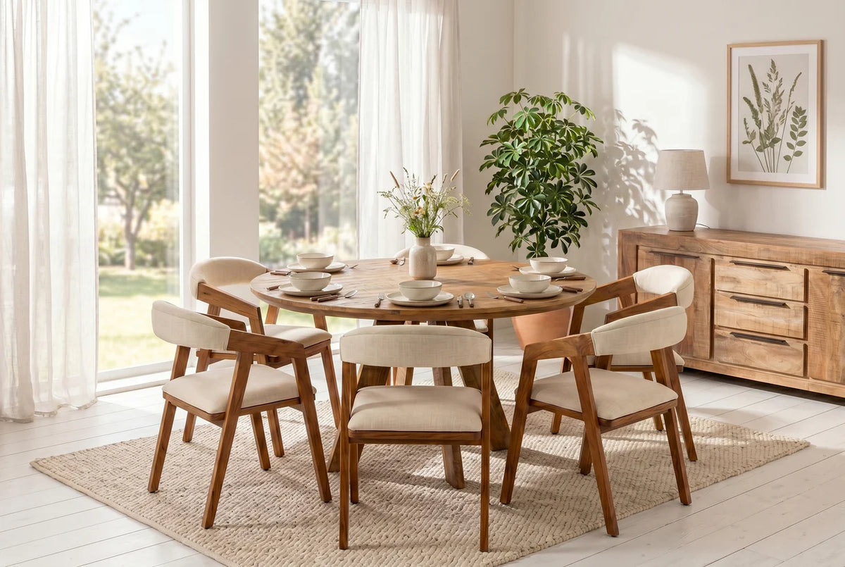 Étkezőasztal ART WOOD O 140 cm kerek mangófa természetes barna