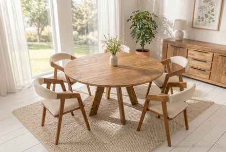 Étkezőasztal ART WOOD O 140 cm kerek mangófa természetes barna