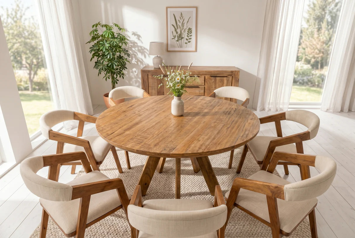 Étkezőasztal ART WOOD O 140 cm kerek mangófa természetes barna