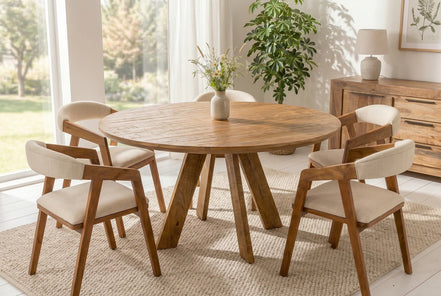 Étkezőasztal ART WOOD O 140 cm kerek mangófa természetes barna
