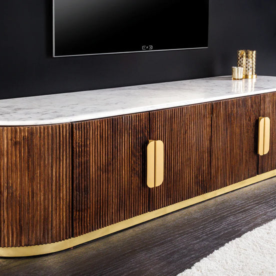 TV-szekrény GATSBY 170 cm mangófa barna arany márványlap