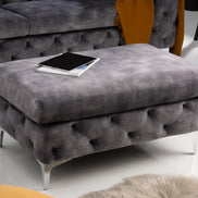 Lábtartó MODERN BAROCK 90 cm bársony sötétszürke chesterfield stílusban