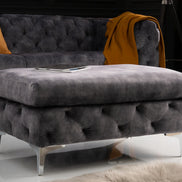 Lábtartó MODERN BAROCK 90 cm bársony sötétszürke chesterfield stílusban