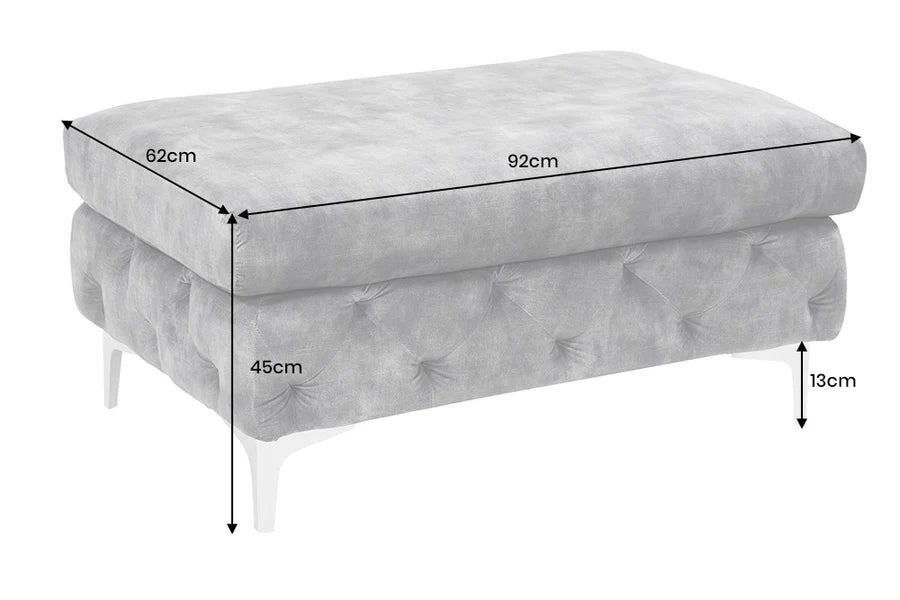 Lábtartó MODERN BAROCK 90 cm bársony sötétszürke chesterfield stílusban