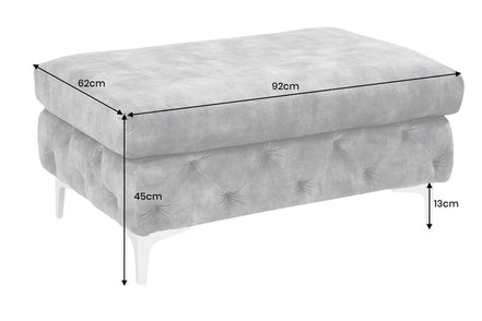 Lábtartó MODERN BAROCK 90 cm bársony sötétszürke chesterfield stílusban