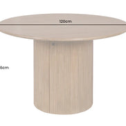 TRES CHIC Dining Table Ø 120 cm round natural mango wood with storage