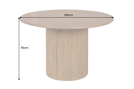 TRES CHIC Dining Table Ø 120 cm round natural mango wood with storage