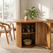 TRES CHIC Dining Table Ø 120 cm round natural mango wood with storage