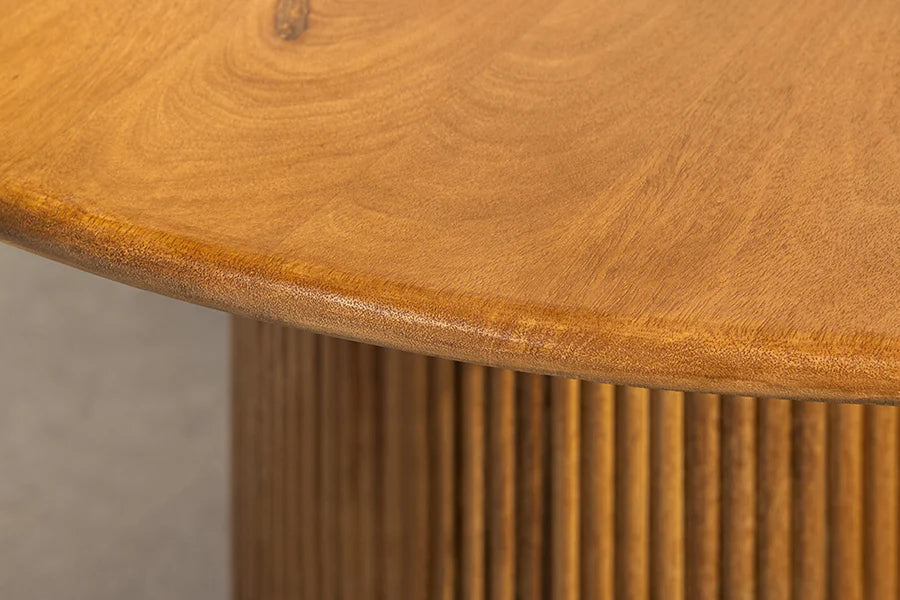 TRES CHIC Dining Table Ø 120 cm round natural mango wood with storage
