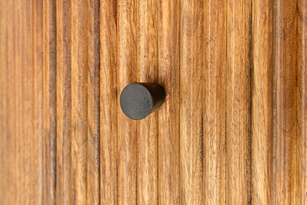 TRES CHIC Dining Table Ø 120 cm round natural mango wood with storage