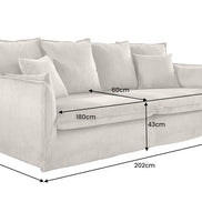HEAVEN sofa 200 cm 3-seater spring core removable cover corduroy green