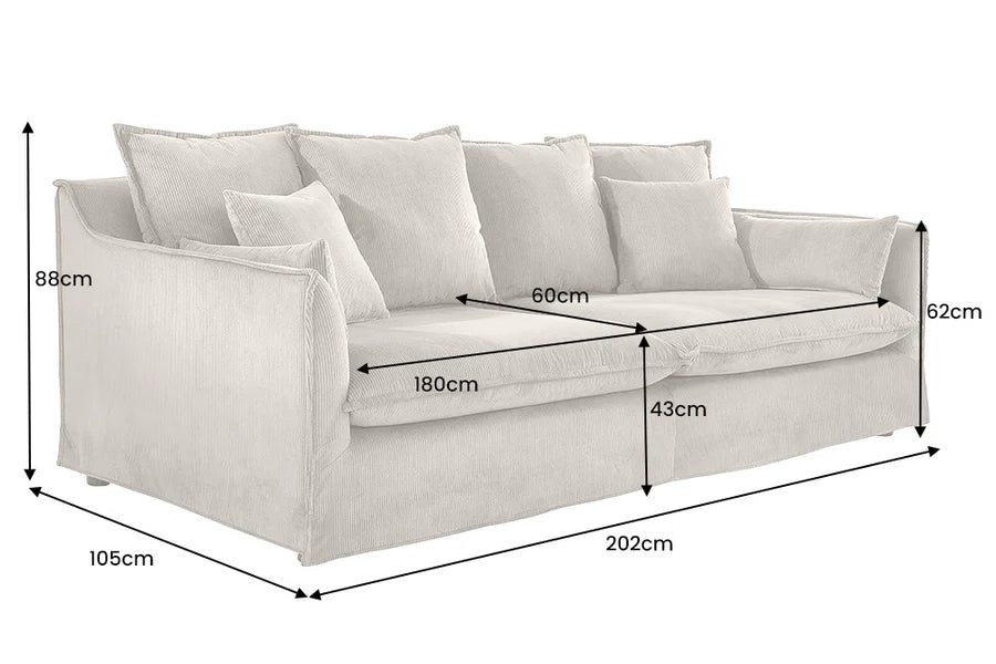 HEAVEN sofa 200 cm 3-seater spring core removable cover corduroy green
